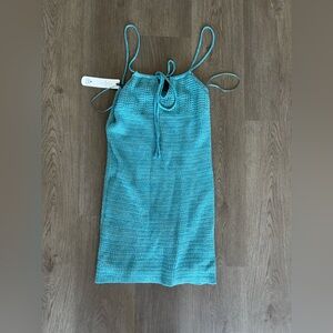 Blue ribbed mini dress